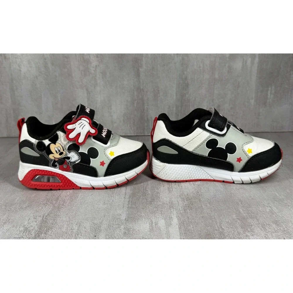 Disney Mickey Mouse Toddler Sneakers Red Black White Strap Shoes Size 6 B3556